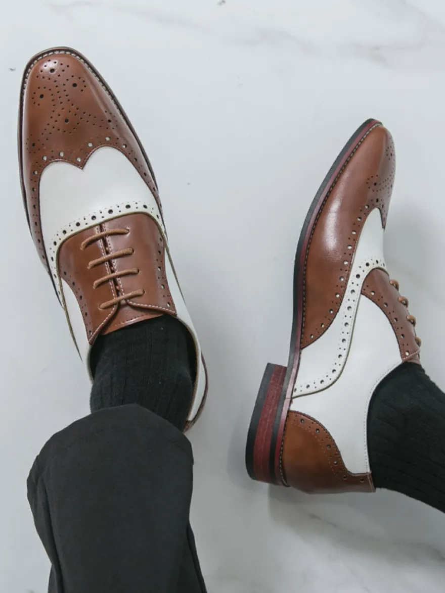 Chaussures Oxford pour hommes bout rond lacets décontractées