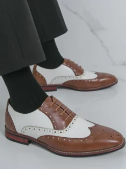Chaussures Oxford pour hommes bout rond lacets décontractées