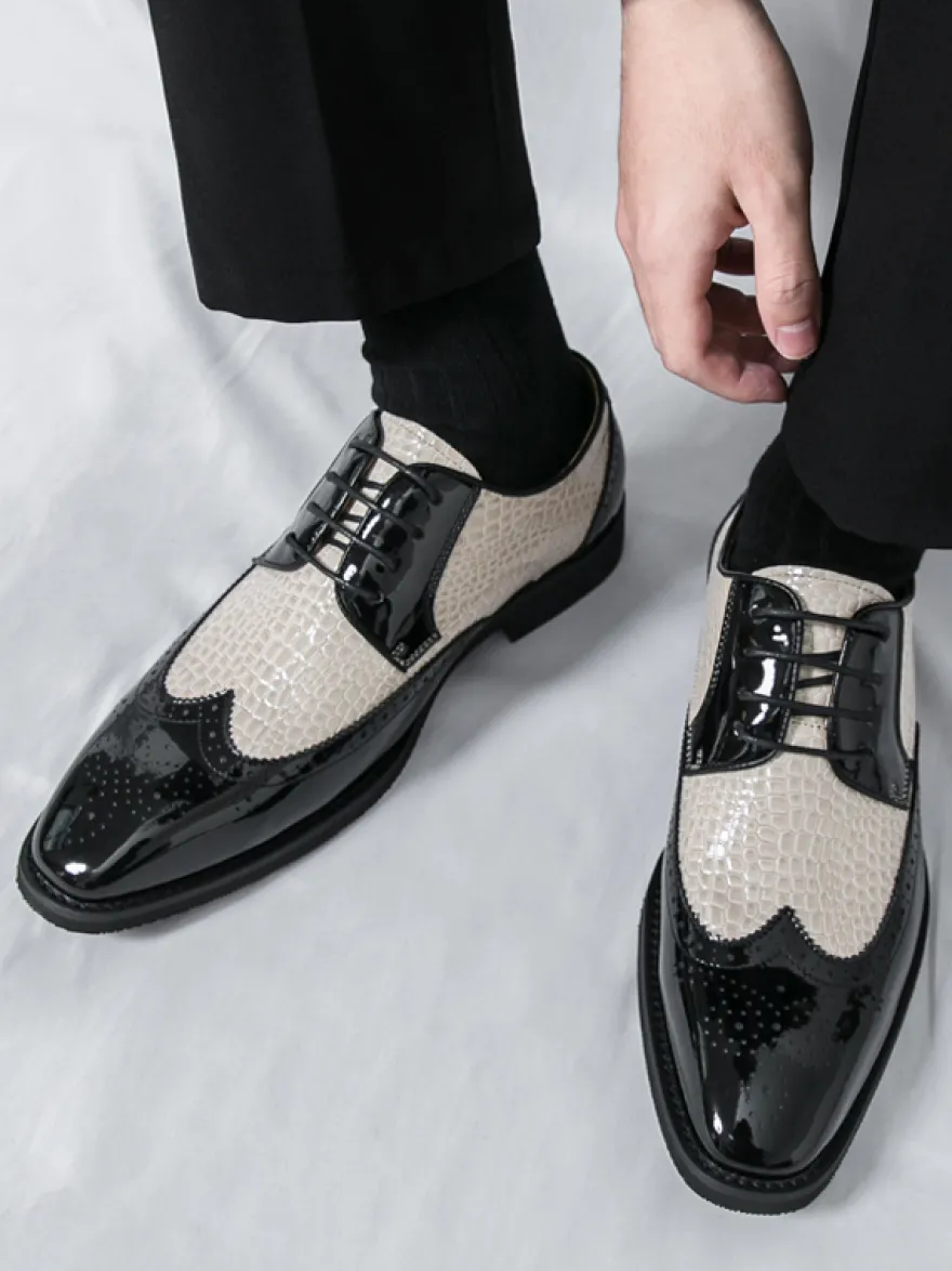 Chaussures Oxford pour hommes bout rond lacets décontractées
