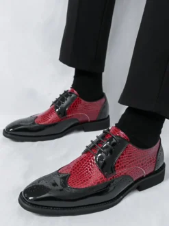 Chaussures Oxford pour hommes bout rond lacets décontractées