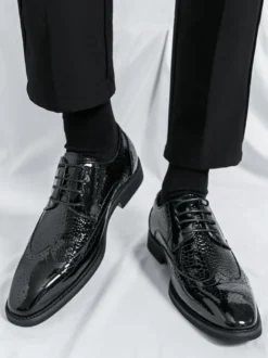 Chaussures Oxford pour hommes bout rond lacets décontractées