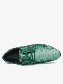 Chaussures Oxford vertes à lacets motif serpent