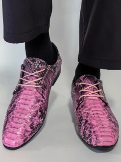 Chaussures Oxford vertes à lacets motif serpent
