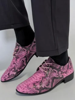 Chaussures Oxford vertes à lacets motif serpent