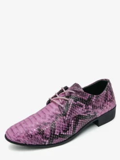 Chaussures Oxford vertes à lacets motif serpent