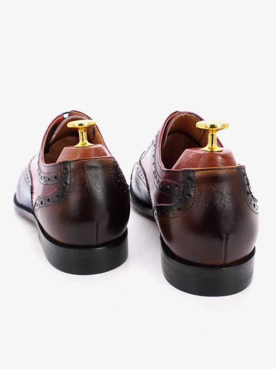 Chaussures richelieu à lacets pour homme en cuir véritable à blocs de couleurs