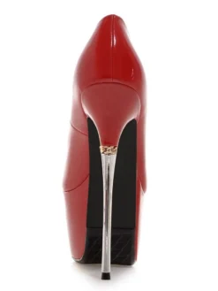 Chaussures sexy femme or bout ouvert talon aigu plateforme en PU verni