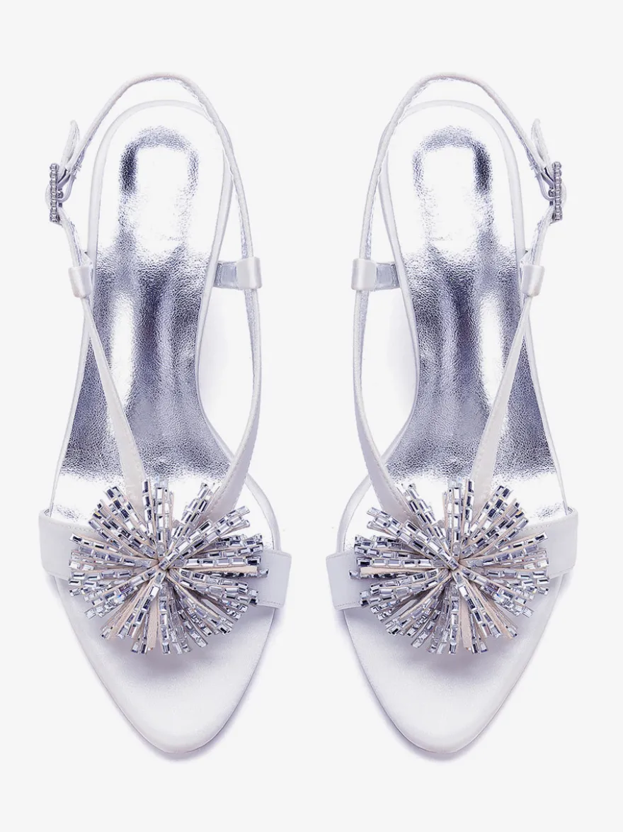 Chaussures à talons hauts pour invitée de mariage sandales de mariée à bout ouvert ornées de strass