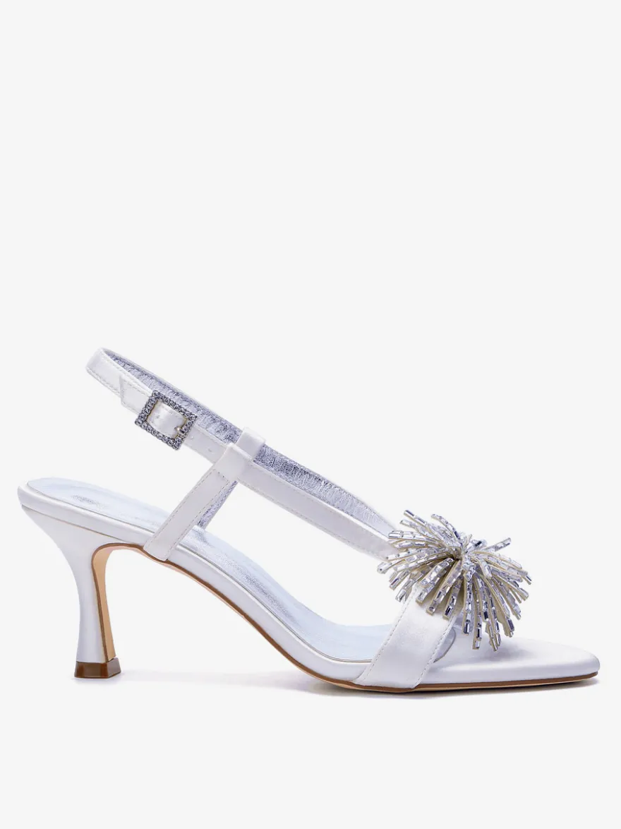 Chaussures à talons hauts pour invitée de mariage sandales de mariée à bout ouvert ornées de strass