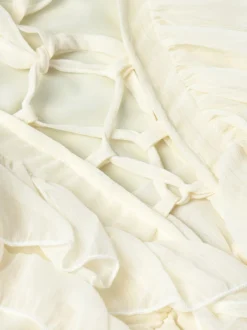 Chemise blanche à volants pour femme col en V manches longues élégantes
