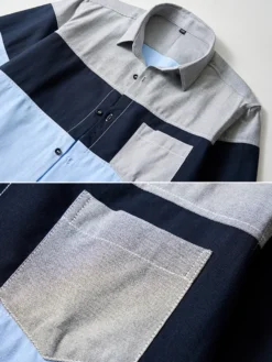 Chemise décontractée homme col rabattu asymétrique chic chemises blanches hommes