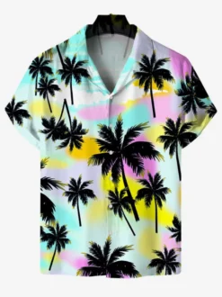 Chemise Décontractée Homme Imprimées Jaunes Vacances
