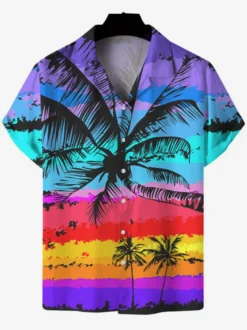 Chemise Décontractée Homme Imprimées Jaunes Vacances