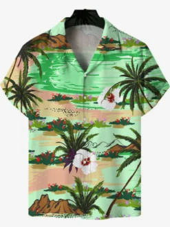 Chemise Décontractée Homme Imprimées Jaunes Vacances