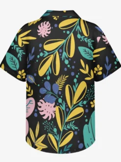 Chemise Décontractée Hommes Manches Courtes Imprimées Plantes Vacances Hawaï