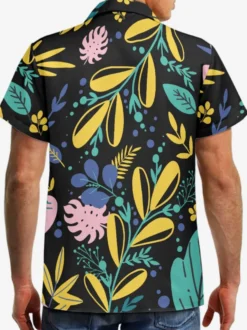 Chemise Décontractée Hommes Manches Courtes Imprimées Plantes Vacances Hawaï