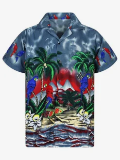 Chemise Décontractée Pour Homme Chic Imprimé Jaune Vacances