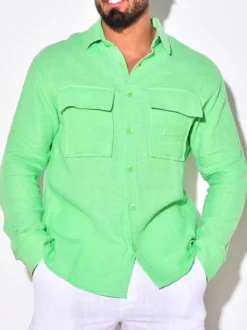 Chemise Décontractée Pour Homme Col Rabattu Chic Chemises Homme Blanches