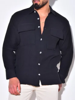 Chemise Décontractée Pour Homme Col Rabattu Chic Chemises Homme Blanches