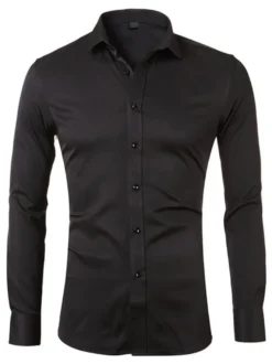 Chemise décontractée pour homme Col rabattu Chemises décontractées blanches amovibles pour hommes