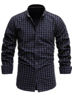 Chemise décontractée pour hommes Col rabattu Chic Plaid Rouge Chemises pour hommes