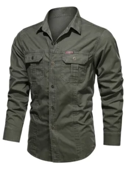 Chemise décontractée pour hommes Col rabattu Chic Gris Chemises pour hommes