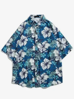 Chemise décontractée Vacances homme Chic imprimé chemises noires