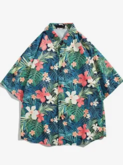Chemise décontractée Vacances homme Chic imprimé chemises noires