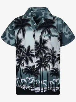 Chemise décontractée Vacances confortable imprimée bleue pour hommes