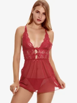 Chemise de nuit en tulle bleu roi pour femme nœuds imprimé floral dos nu lingerie pyjama vêtements de nuit