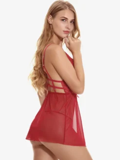 Chemise de nuit en tulle bleu roi pour femme nœuds imprimé floral dos nu lingerie pyjama vêtements de nuit