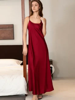 Chemise de nuit longue noire extensible élégante lingerie adulte