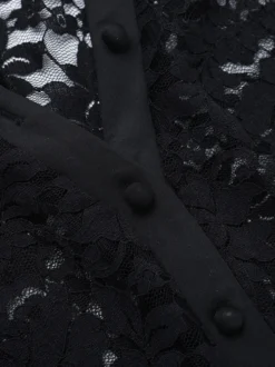 Chemise en dentelle transparente pour femme - Cardigan cintré à col V style gothique - Top idéal pour une soirée printanière 2026