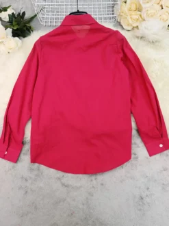 Chemise fuchsia oversize à boutons pour femme coupe ample manches longues ourlet arrondi blouse décontractée