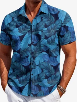 Chemise hawaïenne à manches courtes pour homme imprimée numériquement en 3D idéale pour les vacances à la plage