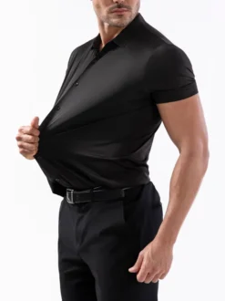 Chemise élastique anti-rides pour homme chemise à manches courtes pour homme