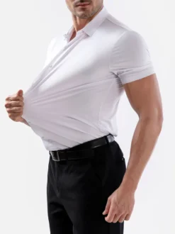 Chemise élastique anti-rides pour homme chemise à manches courtes pour homme
