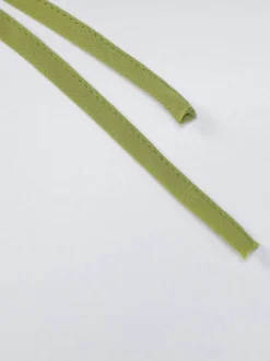 Chemise pour femme verte en polyester col en V plissée décontractée à lacets manches longues