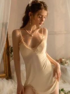 Chemise Pour Femme Vert Polyester Arcs Dos Nu Lingerie