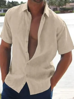 Chemises décontractées pour hommes col rabattu manches courtes chemises de plage d'été