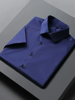 Chemises Habillées Chemises Homme Chemise Habillée Pour Homme Classique Manches Courtes Mariage Noir Bleu