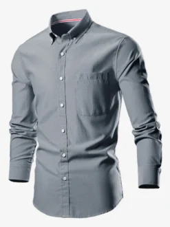 Chemises À Manches Longues Homme Grande Taille Mariage Boutonnée Coupe Cintré