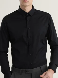 Chemises pour hommes coupe slim élastique chemises décontractées pour le travail chemises formelles à manches longues