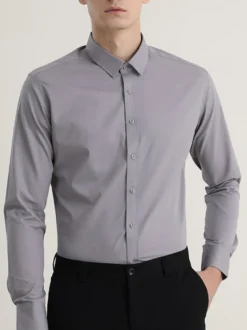 Chemises pour hommes coupe slim élastique chemises décontractées pour le travail chemises formelles à manches longues
