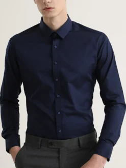 Chemises pour hommes coupe slim élastique chemises décontractées pour le travail chemises formelles à manches longues