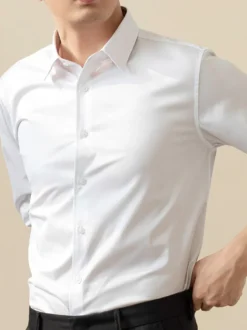 Chemises pour hommes coupe slim élastique chemises décontractées pour le travail chemises formelles à manches longues