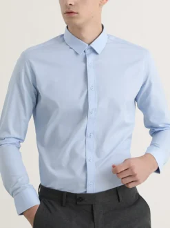 Chemises pour hommes coupe slim élastique chemises décontractées pour le travail chemises formelles à manches longues