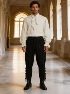 Chemise à volants de vampire victorien pour homme costume d'Halloween haut de costume de vampire Renaissance