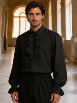 Chemise à volants de vampire victorien pour homme costume d'Halloween haut de costume de vampire Renaissance