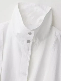 Chemisier blanc à boutons pour femme col montant manches longues style décontracté
